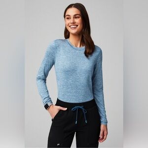 Fabletics Long-Sleeve Underscrub Caribbean Blue Heather Size 2X